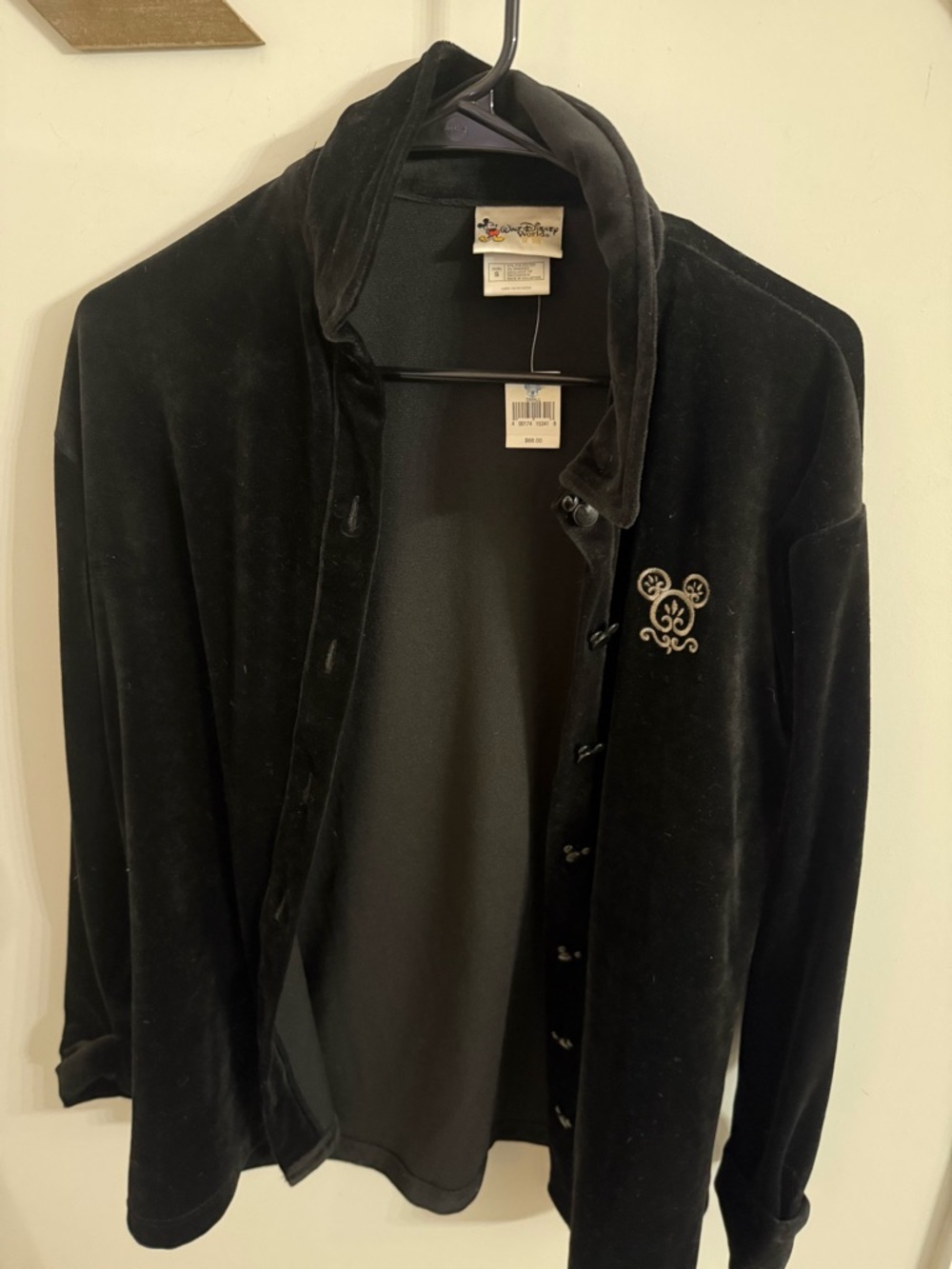 Disney Mickey Mouse Black Velvet Jacket Adult Walt Disney World